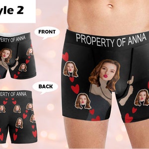 Custom Boxers with Photo&Name, Personalized Underwear with Photo, Picture Print Boxers Briefs, Custom Boxers Gift for Boyfriend/Husband/Dad Style-2