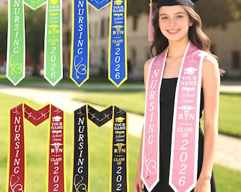 Custom RN Graduation Stole,Personalized Grad Stole/Sash,Class of 2026