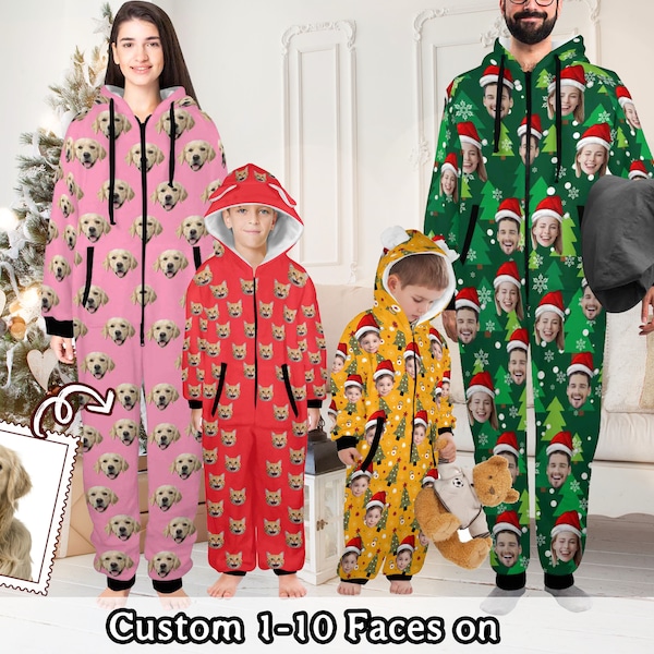 Custom Pajamas with Picture, Personalized One-Piece Pajamas with Photo, Custom Hooded Onesie Pajamas for Valentine's Day, Party Pajamas