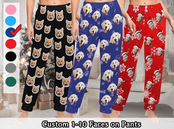 Buy Custom Pajama Pants With Dog Face for Woman Man Personalized