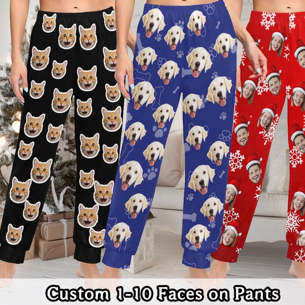 Custom Pajama Pants with Dog Face for Woman Man, Personalized Photo Pajama Pants, Custom Dog Face Pants, Picture Pants Pajamas, Photo Pajama