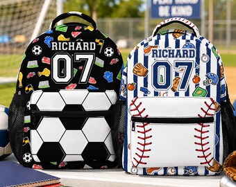 Custom Baseball Backpack for Boys,Personalized Name Backpack Set for Kids,Lunchbox & Water Bottle