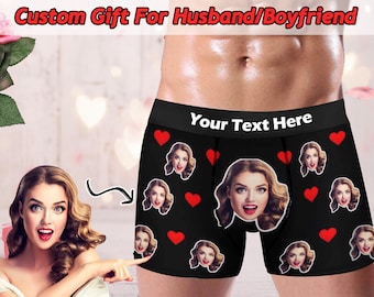 Custom Face Boxer Briefs, Personalized Photo Underwear, Gift for Him