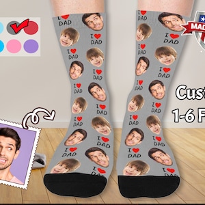 Custom Dad Socks with Face, Personalized Socks with Photo, Photo on Socks, Papa Socks, Picture Print Socks Best Father&#39;s Day Gift for Dad