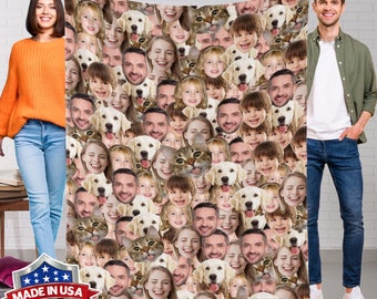 Custom Photo Blanket Made in USA, Personalized Face Blanket, Pet Photo Blankets, Memorial Blanket with Picture, Best Housewarming Gifts