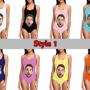 Custom Bride Swimsuit with Face Personalized Photo on Brides Swimwear, Bachelorette Party Swimsuits,Birthday/Anniversary/Bachelorette Gifts Style 1