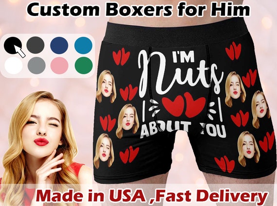 Custom Boxers With Face, Personalized Im Nuts About You Underwear With  Photo, Picture on Boxer Briefs, Gift for Boyfriend, Gift for Husband 