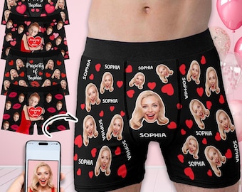 Custom Face Boxer Briefs, Personalized Photo Underwear Gift