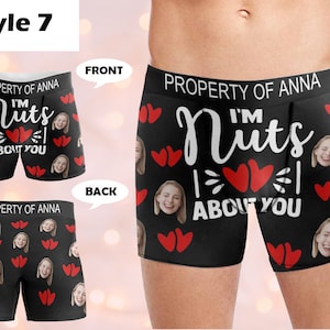 Custom Boxers with Photo&Name, Personalized Underwear with Photo, Picture Print Boxers Briefs, Custom Boxers Gift for Boyfriend/Husband/Dad Style-7