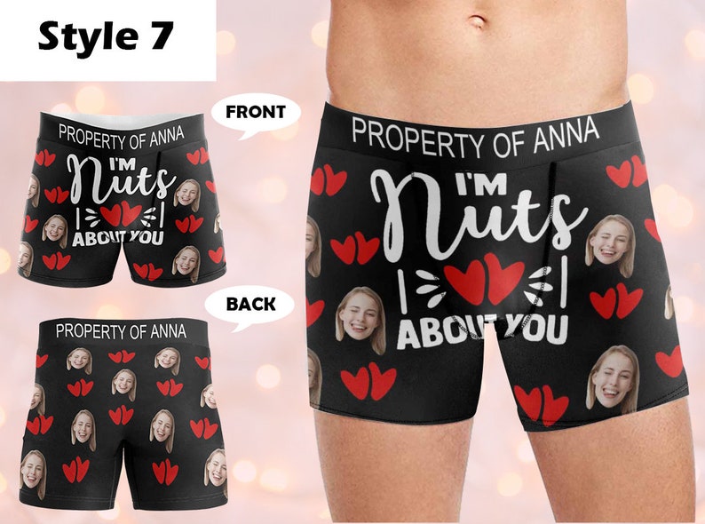 Custom Boxers with Photo&Name, Personalized Underwear with Photo, Picture Print Boxers Briefs, Custom Boxers Gift for Boyfriend/Husband/Dad Style-7