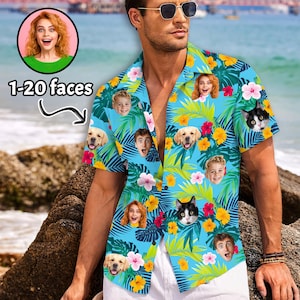 Custom Hawaiian Shirts Gift for Dad, Daddy T-Shirt, Personalized Dogs Shirts, Matching Hawaiian Shirt with Photo, Custom Father's Day Gifts