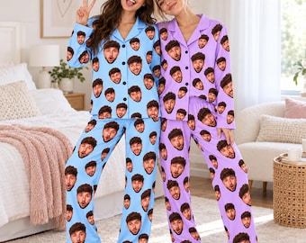 Custom Face Pajamas, Personalized Photo Pajama Set, Gift for Family, Christmas Gifts