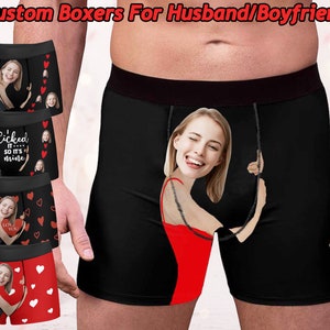 Custom Boxers with Face for Boyfriend Husband, Personalized Underwear with Photo, Picture Boxer Briefs, Photo Boxers for Valentine's Day