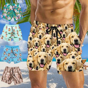 Custom Face Swim Shorts for Dad/Husband/Boyfriend, Personalized Photo Swimwear, Photo Swim Trunks, Picture Shorts Gift for Bachelor party