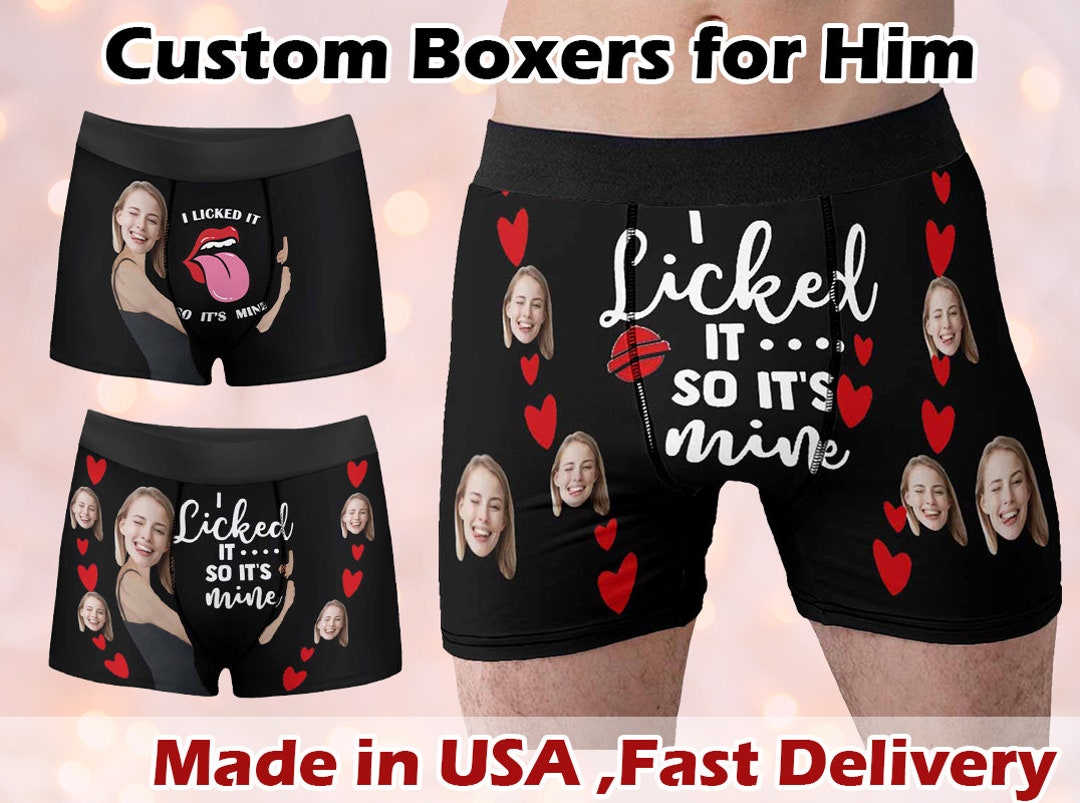 Custom Underwear With Face, Personalized I Licked It so Its Mine Boxers ...