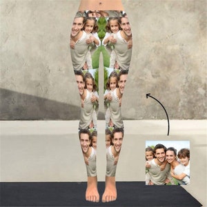 Custom Picture Low Rise Yoga Leggings, Personalized Family Photo Women&#39;s Leggings, Anniversary/Birthday/Mother&#39;s Day Gifts