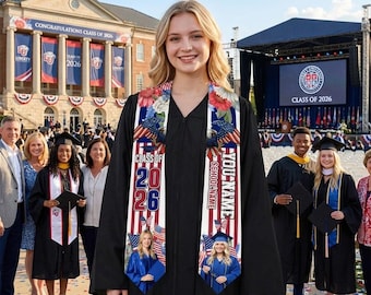 Custom Photo Graduation Stole,American Flag Graduation Stoles,Class of 2026,Gift for Graduates