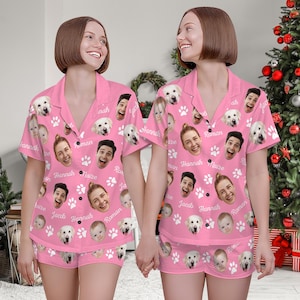 Benutzerdefinierte Haustier Gesicht Pyjamas, personalisierte Foto Pyjama Set, Weihnachtsgeschenke