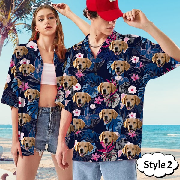 Personalized Pet Beach Shirt for Man Women, Custom Dog Hawaiian Shirt, Photo shirt for Dad Grandpa, Dogs Shirt for Man, Father's Day Gifts
