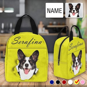 Sacs à lunch à nom personnalisé pour les enfants ou les adultes, sac à lunch photo personnalisé pour animaux de compagnie, cadeau de boîte isolée de rentrée scolaire pour les enfants, cadeau d’anniversaire