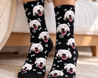 Custom Pet Photo Socks Made in USA,Personalized Dog Socks, Dog Dad Gifts,Christmas Gifts