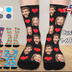 Custom Socks Gift for Dad, Personalized Heart Socks with Photo, Personalized Socks, Photo Sock, Picture Print Sock, Custom Father&#39;s Day Gift