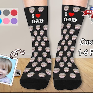 Custom Face Socks for Dad, Custom Photo Sock Made in USA, Custom Socks, Personalized Socks, Design Picture Print Socks for Father&#39;s Day Gift
