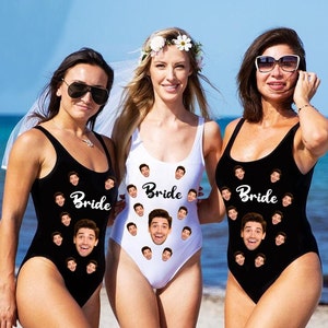 Custom Bride Swimsuit with Face Personalized Photo Brides Swimwear, Bachelorette Party Swimsuits,Birthday/Anniversary/Bachelorette Gifts image 2