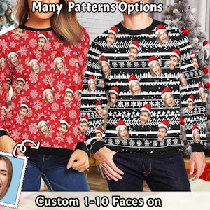 Personalized Ugly Christmas Sweater with Face for Man Women, Custom Family Photo Sweater, Picture Sweatshirt, Photo on Christmas Sweatshirt