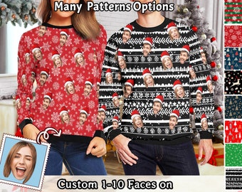 Personalized Ugly Christmas Sweater with Face for Man Women, Custom Family Photo Sweater, Picture Sweatshirt, Photo on Christmas Sweatshirt