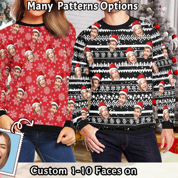 Personalisierte hässliche Weihnachten Pullover mit Gesicht für Mann Frauen, benutzerdefinierte Familien Foto Pullover, Bild Sweatshirt, Foto auf Weihnachten Sweatshirt