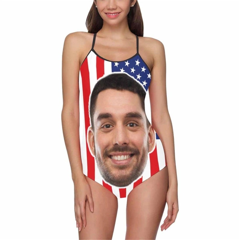 face printed on swimsuit