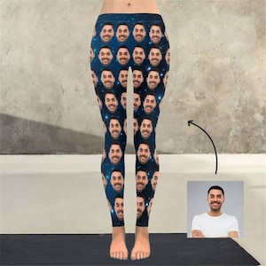 Custom Face Low Rise Yoga Leggings, Personalized Photo Women's Leggings, Anniversary/Birthday/Mother's Day Gift for Workout&Fittness