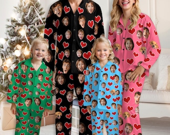 Custom Face Pajama Set, Personalized Photo Pajamas, Valentine's Day Gifts