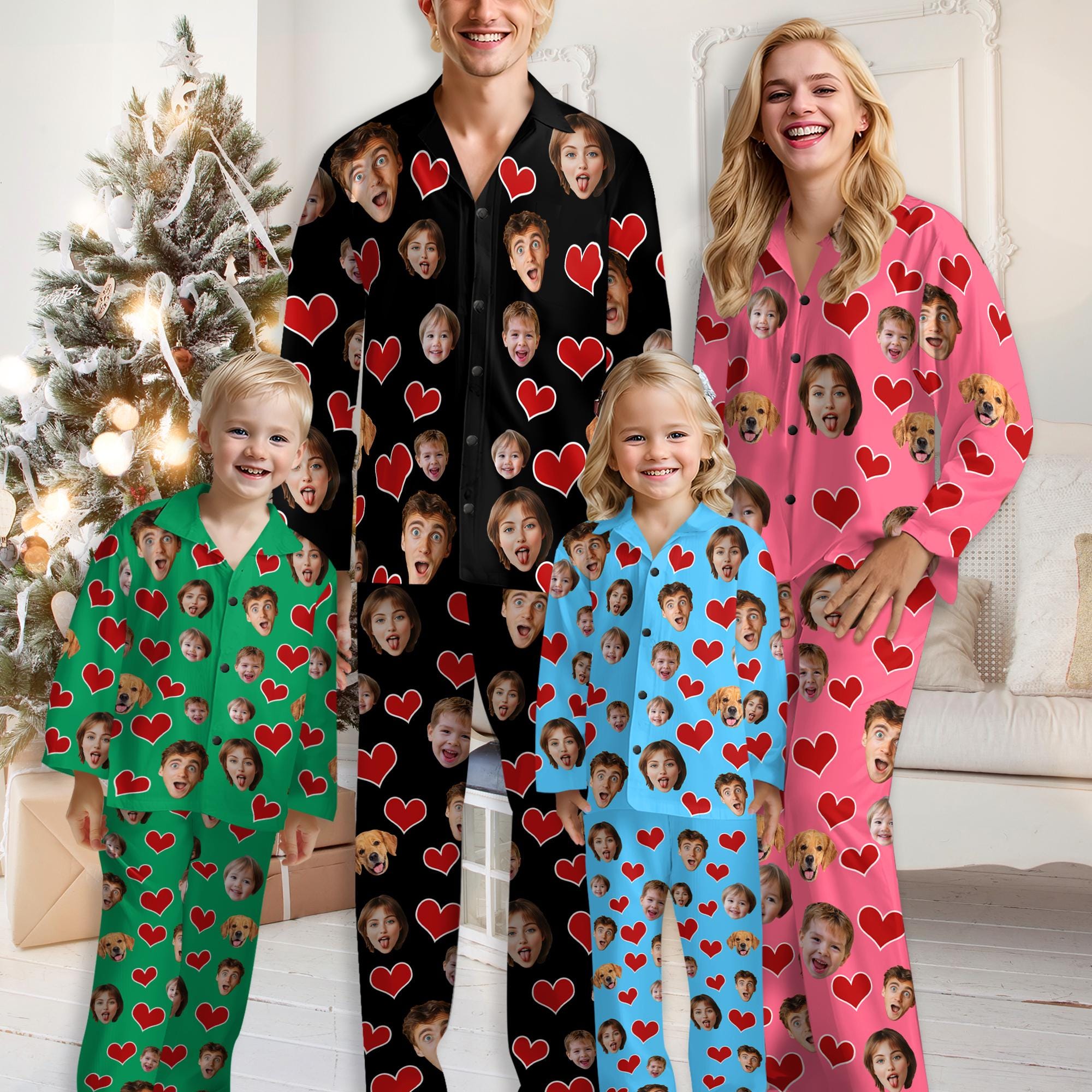 Custom Face Pajama Set, Personalized Photo Pajamas, Valentine's Day ...