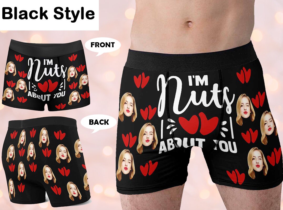 Custom Boxers With Face, Personalized Im Nuts About You Underwear With  Photo, Picture on Boxer Briefs, Gift for Boyfriend, Gift for Husband 