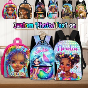 Personalized Backpack with Picture Text, Custom School Bookbag with Name, Customize Travel Backpack,Photo on Bookbags, Back to School Gift