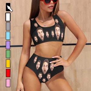 Benutzerdefiniertes Gesicht Bikini-Badeanzug, personalisierte Foto Bademode, Anpassen Bilddruck Badeanzug, Foto Badeanzug, Junggesellinnenabschied