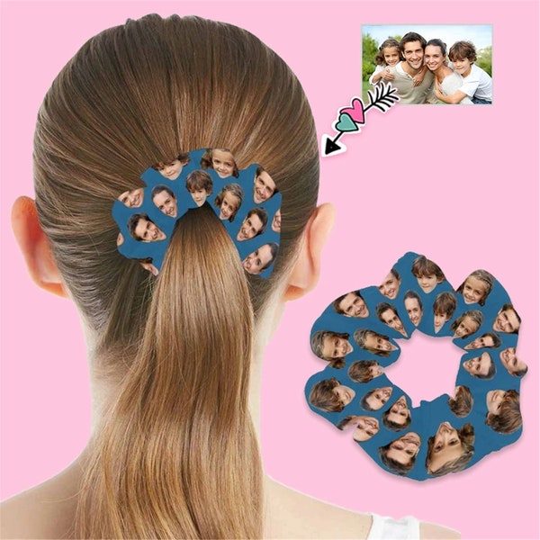 Benutzerdefinierte Foto bunte elastische Haarbänder Scrunchie personalisierte Gesicht Haare Krawatten verknotete Seile angepasst Frauen und Mädchen Haar-Accessoires