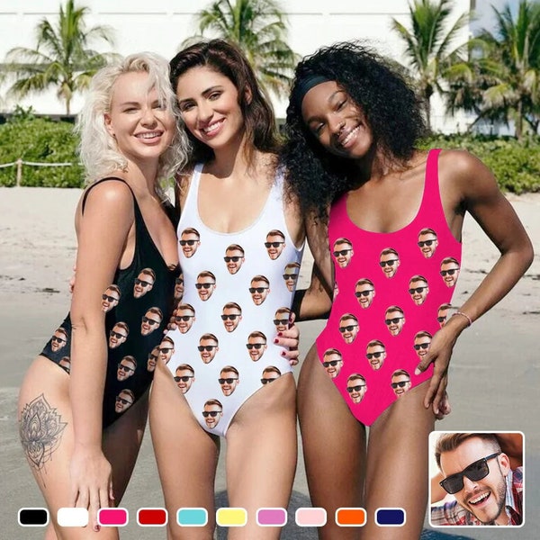 Personalized Bride Swimsuit with Custom Photo, Face Swimsuit, Swimsuit-bride with Picture, Custom Swimwear, Perfect Bachelorette Party Gift