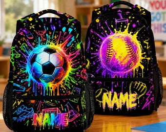 Custom Baseball/Soocer/Basketball Backpack,Personalized Name School Bag,Lunch Box, Water Bottle,Back to School Gifts