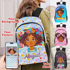 Personalized School Bookbag, Custom Backpack with Text, Custom Travel Backpack, Name Print Bookbags, Gift for Girls, Back to School Gift