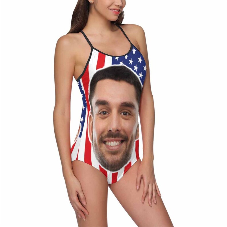 face printed on swimsuit