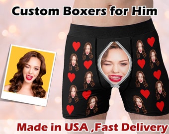 Custom Face Boxer Briefs, Personalized Photo Underwear, Husband Gift