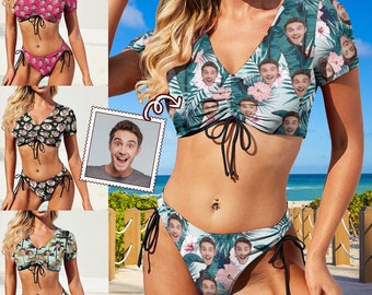 Bikini personnalisé avec visage, Maillots de bain femme personnalisés avec photo, Maillot de bain personnalisé, Maillots de bain, Maillot de bain deux pièces, Cadeau de fête