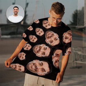 Custom T-shirt with Face for Boyfriend/Husband, Personalized Shirts with Photo Made in USA, Custom Picture Print Shirts Gift for Dad