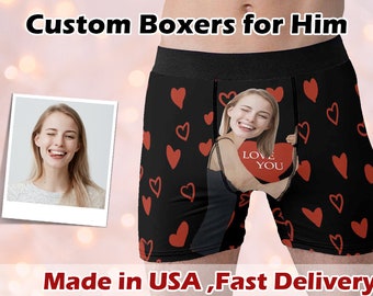 Boxer personnalisé avec visage, sous-vêtement homme personnalisé avec photo, boxer avec photo, sous-vêtement imprimé photo, cadeau pour petit ami/mari