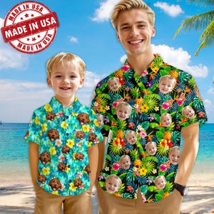 Custom Hawaiian Shirts with Photo, Personalized Face Shirt, All Over Print Hawaiian Shirt for Men, Picture Hawaiian Shirt, Gifts for Dad