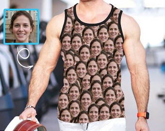 Custom Face Tank Top, Personalized Photo Sleeveless Shirt, Funny Gift