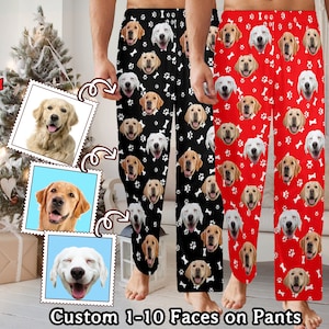 Custom Pajama Pants with Picture Made in USA, Personalized Pajama Pants with Face for Woman Man, Dog Pants for Birthday/Valentine's Day Gift